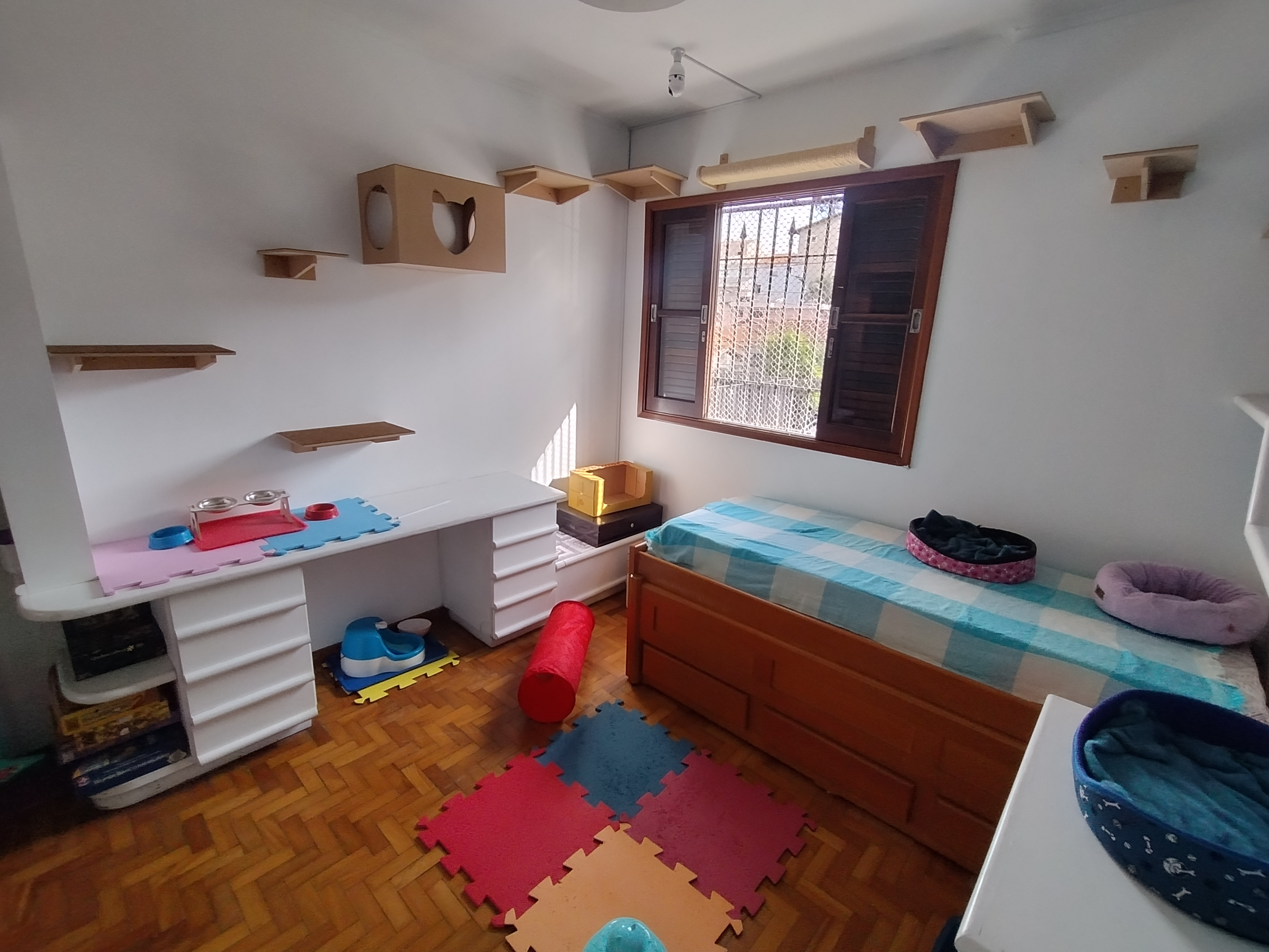 Quarto Ágata Azul, ideal para 3 gatos ou mais