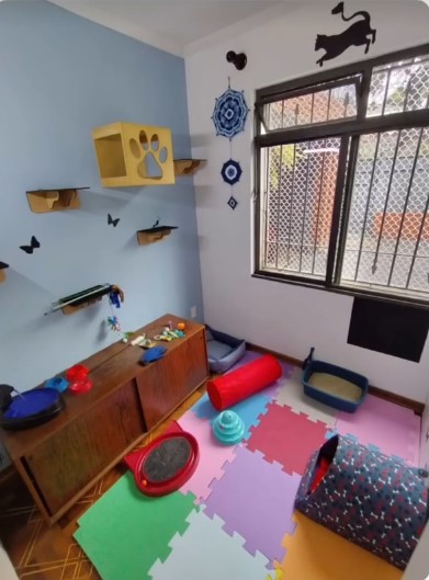 Quarto Água Marinha, ideal para 2 a 3 gatos